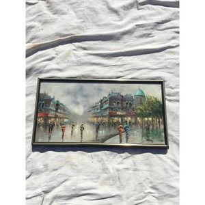 Cityscape Art Painting with Black Frame